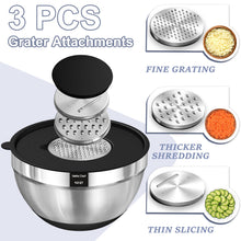 Load image into Gallery viewer, Umite Chef Mixing Bowls with Airtight Lids Set, 8PCS Stainless Steel Khaki Nesting Bowls with Grater Attachments, Kitchen Bowls with Non-Slip Bottoms, Size 5, 4, 3.5, 2, 1.5QT for Mixing &amp; Serving