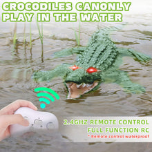 Load image into Gallery viewer, Outamateur RC Crocodile Boat,2.4GHz Alligator with Glowing Eyes,RC High Simulation Crocodile RC Boat Lake &amp; Pool Toy,USB Rechargeable Waterproof Floating Alligator Toy for Kids Aged 6+