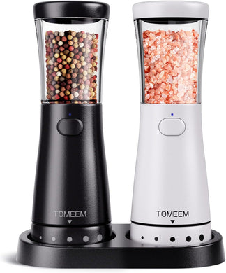 Electric Salt and Pepper Grinder Set with Storage Base, Stainless Steel Rechargeable Salt and Pepper Grinder Set with 4.5 oz Large Capacity, 1.8