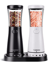 Load image into Gallery viewer, Electric Salt and Pepper Grinder Set with Storage Base, Stainless Steel Rechargeable Salt and Pepper Grinder Set with 4.5 oz Large Capacity, 1.8&quot; Wide Mouth, Adjustable Coarseness, Ideal for Kitchen