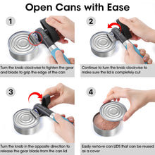 Load image into Gallery viewer, Beneno Can Opener, Manual Side Safe Cut Can Opener Smooth Edge with Durable Sharp Blade, Effort-Saving Knob &amp; Comfortable Non-slip Handle, Brown