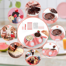 Load image into Gallery viewer, Chocolate Melting Pot, Electric Chocolate Fondue, Mini Fondue Candy Maker with Double Melting Pot for Milk Chocolate, Cheese, Butter, Candy