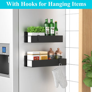 Metal 4 Pack Magnetic Spice Storage Rack Organizer for Refrigerator and Oven, Black Fridge Organizers and Storage