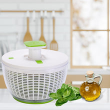 Load image into Gallery viewer, Brieftons QuickPush Salad Spinner: Large 6.3-Quart Vegetable Washer Dryer Strainer Drainer, Easy One-Handed Handle &amp; Brake, Fast Spin Cycles, Compact Storage, to Wash, Clean &amp; Dry Vegetables, Fruits