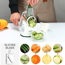 Load image into Gallery viewer, Rotary Cheese Grater Hand Crank Cheese Shredder for Fresh Cheese, Vegetable, Nuts,Non-slip Suction Base, Free Cleaning Brush Three Blades, Black