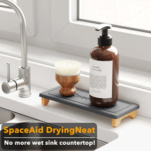 Load image into Gallery viewer, SpaceAid DryingNeat Sink Organizer, Instant Dry Sink Caddy Organizers, Kitchen Sponge Soap Holder Dispenser, Countertop Fast Drying Rack (Bamboo Feet, Gray)