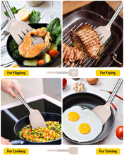 Load image into Gallery viewer, Pack of 2 Silicone Solid Turner, Non Stick Slotted Kitchen Spatulas, High Heat Resistant BPA Free Cooking Utensils, Ideal Cookware for Fish, Eggs, Pancakes(Black)