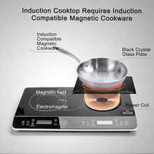 Load image into Gallery viewer, Duxtop LCD Portable Double Induction Cooktop 1800W Digital Electric Countertop Burner Sensor Touch Stove, 9620LS/BT-350DZ