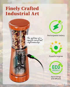 Electric Salt and Pepper Grinder, Stainless Steel Rechargeable Salt and Pepper Grinder Set with 4.5 oz Large Capacity, 1.8" Wide Mouth, Adjustable Coarseness, Ideal for Kitchen