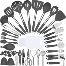 Load image into Gallery viewer, Silicone Cooking Utensil Set, Umite Chef 43 PCS Heat Resistant Kitchen Utensil Gadgets Set-Stainless Steel Handle- Kitchen Spatula Tools for Nonstick Cookware, Pots and Pans Accessories (Khaki)