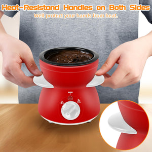 Mini Chocolate Melting Pot, Chocolate Fondue Fountain, 8.79OZ Warmer Machine for Milk Chocolate, Cheese, Butter, Candy (White)