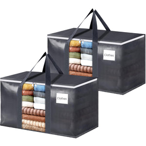 HomeHacks Extra Large Moving Bags with Visible PVC Window, Lightweight but Durable Storage Bags with Reinforced Handles, Storage Totes for Packing, Moving, Storage (93L, 6-Pack)