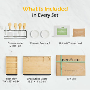 Charcuterie Board Gift Set: Large Bamboo Cheese Board with Chalkboard Edge & Forks - Ideal for Housewarming, Weddings, Bridal Showers, and Unique Gifts for Mom