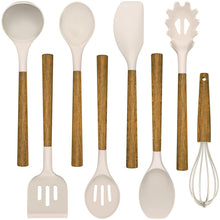 Load image into Gallery viewer, Silicone Cooking Utensil Set, Umite Chef 8-Piece Kitchen Utensils Set with Natural Acacia Wooden Handles,Food-Grade-Silicone Kitchen Gadgets Spatulas Set for Nonstick Cookware- Black