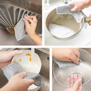 Multipurpose Wire Dishwashing Rags for Wet and Dry, 2024 New Reusable Non Scratch Wire Dishcloth, Premium Scrubbing Wire Dishwashing Rags for Scrubs Dishes, Sinks Cleans (5)