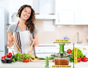 Brieftons Express Manual Food Chopper: 6.8-Cup, Hand Chopper Vegetable Cutter to Chop Veggies, Fruits, Herbs, Garlic Onion Chopper for Salsa, Salad, Pesto, Hummus, Guacamole, Coleslaw, Indian Cooking