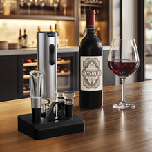 Load image into Gallery viewer, HomeHacks Electric Wine Opener, Automatic Wine Opener with Foil Cutter, Vacuum Stopper, Pourer, Rechargeable Wine Bottle Opener - Party Favor, Christmas Gift for Wine Lover
