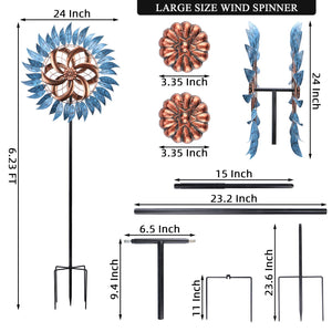 WONDER GARDEN Wind Spinner - Wind Spinners Outdoor, Outdoor Metal Windmills, 4.4 Ft Retro Brown Wind Sculptures Spinner Lawn Ornaments Wind Spinner for Yard, Lawn and Garden