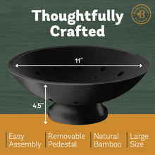 Load image into Gallery viewer, Bambüsi Fruit Bowl - 11&quot; Large Brown Wooden Pedestal Bowl for Kitchen Counter &amp; Dining Table Centerpiece, Premium Bamboo Wood Fruit Basket &amp; Banana Holder for Fresh Produce, Bread &amp; Home Decor