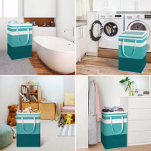 Load image into Gallery viewer, HomeHacks 2 Pack Large Laundry Baskets, Waterproof, Freestanding Laundry Hampers, Collapsible Clothes Hamper with Reinforced Handles in Laundry Room, College Dorm, Bathroom, Bedroom (Grey, 75Lx2)