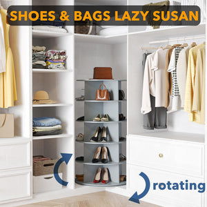 SpaceAid 7 Tier Rotating Shoe Rack Tower, Spinning Shoe Display Lazy Susan, Revolving 360 Shoe Rack Storage Round Carousel, Vertical Handbag Rotate Shoes Closet Organization (7-Tier White)