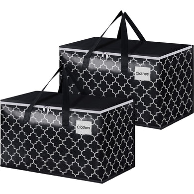 HomeHacks Heavy Duty Moving Bags with Tag Pockets, Collapsible Storage Totes for Moving, Camping & Travel -Foldable Packing Boxes, Zipper Handles, Black（6 Packs, 88L）
