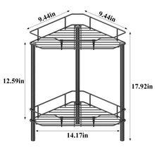 Load image into Gallery viewer, 4 Tier Floor Standing Corner Shower Caddy Organizer Shelf with Hooks, Bathroom Shelves Stand Rack, Black