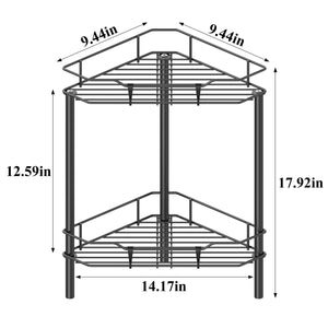 4 Tier Floor Standing Corner Shower Caddy Organizer Shelf with Hooks, Bathroom Shelves Stand Rack, Black