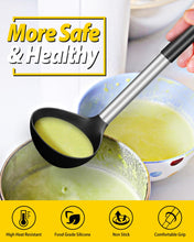 Load image into Gallery viewer, Pack of 2 Ladle Spoon,Silicone Large Spoon for Soup,Non Stick Kitchen Utensils with High Heat Resistant,BPA Free Perfect Kitchen Tools for Cooking, Stirring,Serving Soups (GREY-BLUE)