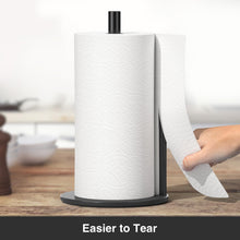 Load image into Gallery viewer, Paper Towel Holder Black, Premium Stainless Steel Kitchen Roll Dispenser, Countertop Roll Organizer with Weighted Base