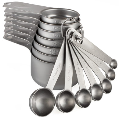 Stainless Steel Measuring Cups and Spoons Set of 14 Includes 7 Metal Nesting Measuring Cups 7 Stackable Measuring Spoons Set Stackable for Dry and Liquid Ingredients
