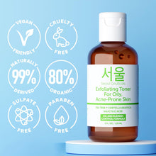 Load image into Gallery viewer, SeoulCeuticals Korean Toner for Oily Acne Prone Skin – Korean Skin Care Tea Tree Toner for Face – Facial Toner Centella Asiatica, Salicylic Acid. 4 FL OZ