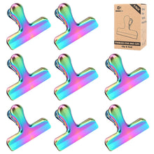 Load image into Gallery viewer, Pack of 8 Bag Clips, Stainless Steel and Heavy Duty Metal Bag Clip,Tightly Seals Chip, Coffee, Bread or Cereal Bags to Keep Food Fresh, for Home, Kitchen, Office, Pantry, Camping (Rainbow)
