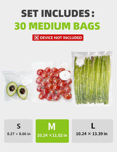 Vacuum Sealer Bags, Reusable Vacuum Zipper Bag, BPA Free Heavy Duty Vacuum Storage Bag for Food, Medium Size 15 Bags