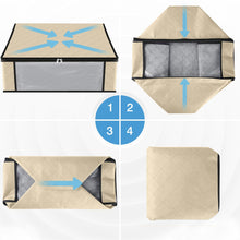 Load image into Gallery viewer, HomeHacks Storage 3-Pack Clothes Organizer Storage Bags Foldable Storage Box with Large Clear Window Sturdy Handles for Closet, Dorm, Pillows, Bedding, Clothes, Blankets, 35L, Gray