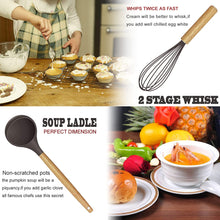 Load image into Gallery viewer, Kitchen Utensils Set- 35 PCs Cooking Utensils with Grater,Tongs, Spoon Spatula &amp;Turner Made of Heat Resistant Food Grade Silicone and Wooden Handles Kitchen Gadgets Tools Set for Nonstick Cookware