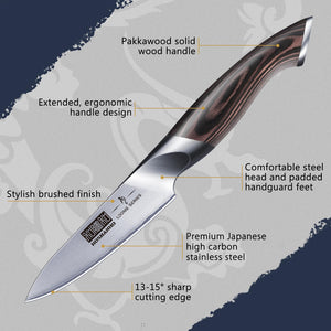 3.75 inch Paring Knife, Japanese High Carbon Stainless Steel Small Kitchen Knives, Ultra Sharp Fruit Knife with Ergonomic Pakkawood Handle