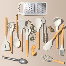 Load image into Gallery viewer, Umite Chef Silicone Kitchen Utensil Set, 34PCS Heat Resistant Kitchen Gadgets and Tools With Grater, Wood Handles for Nonstick Cookware