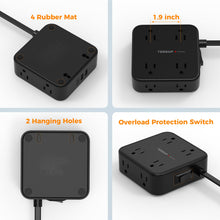Load image into Gallery viewer, Surge Protector Flat Extension Cord Flat Plug Power Strip, 8 AC Outlets, 3 USB Charger(1 USB C Port) 3-Sided Outlet Extender, 5 Ft, 900 Joules Protection, Office Supplies, Dorm Room Essentials, Grey