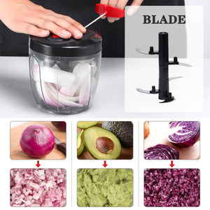Manual Food Chopper Vegetable Cutter, Hand String Vegetable Chopper Onions Cutter for Vegetable Fruits Nuts BPA Free Food Safe Material, 550ml Gray