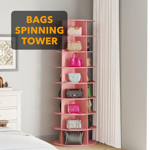 SpaceAid 7 Tier Rotating Shoe Rack Tower, Spinning Shoe Display Lazy Susan, Revolving 360 Shoe Rack Storage Round Carousel, Vertical Handbag Rotate Shoes Closet Organization (7-Tier White)