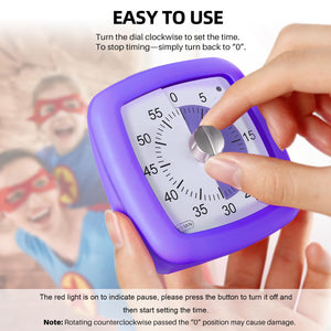 Secura 60-Minute Visual Timer, Silent Study Timer for Kids and Adults, Time Clocks, Time Management Countdown Timer for Teaching (Pink)