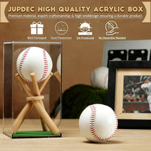 Load image into Gallery viewer, JupDec Baseball Display Case with Wood Stand, Clear Acrylic Stable &amp; Secure Game Ball Holder Showcase, UV Protection Souvenirs and Collectibles Box with Turf, Ideal Gift for Autograph Single MLB Ball