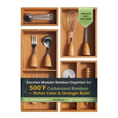 5-Piece Bamboo Drawer Organizer Set, 2.2