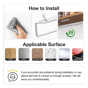 Paper Towel Holder Under Cabinet - Wall Mounted Paper Towel Holder No Drilling, Adhesive Under Cabinet Roll Holder, Black Kitchen Towel Holder, 31 x 8 x 3.5 cm, Aluminum, Black