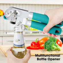 Load image into Gallery viewer, Beneno Can Opener Manual with Magnet, Hand Held Heavy Duty Can Opener with Durable Sharp Blade Smooth Edge, Big Effort-Saving Knob, Soft Grip Rubber Handle, Multifunctional Bottle Opener, Green