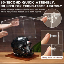 Load image into Gallery viewer, JupDec Basketball &amp; Full Size Helmet Display Case, Large Clear Acrylic Shadow Box with UV Protection Wooden Showcase,Idea Gift for Sports Fans