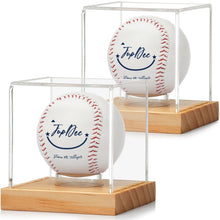 Load image into Gallery viewer, JupDec Baseball Display Case, Clear Cube Baseball Holder with Wooden Base, Autograph Baseball Stand Box for Single Ball, Acacia Wood, Black, 1 Pack