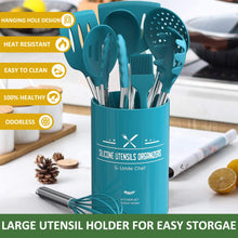 Load image into Gallery viewer, Silicone Cooking Utensil Set, Umite Chef 15pcs Silicone Cooking Kitchen Utensils Set, Non-stick - Best Kitchen Cookware with Stainless Steel Handle - Black