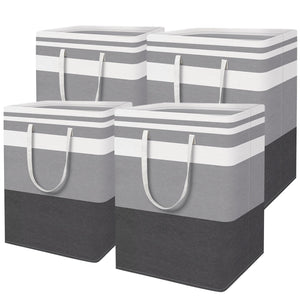 HomeHacks 3-Pack Large Laundry Basket, Waterproof, Freestanding Laundry Hamper, Collapsible Tall Clothes Hamper with Extended Handles for Clothes Toys in the Dorm and Family-(Gradient Grey, 88L)